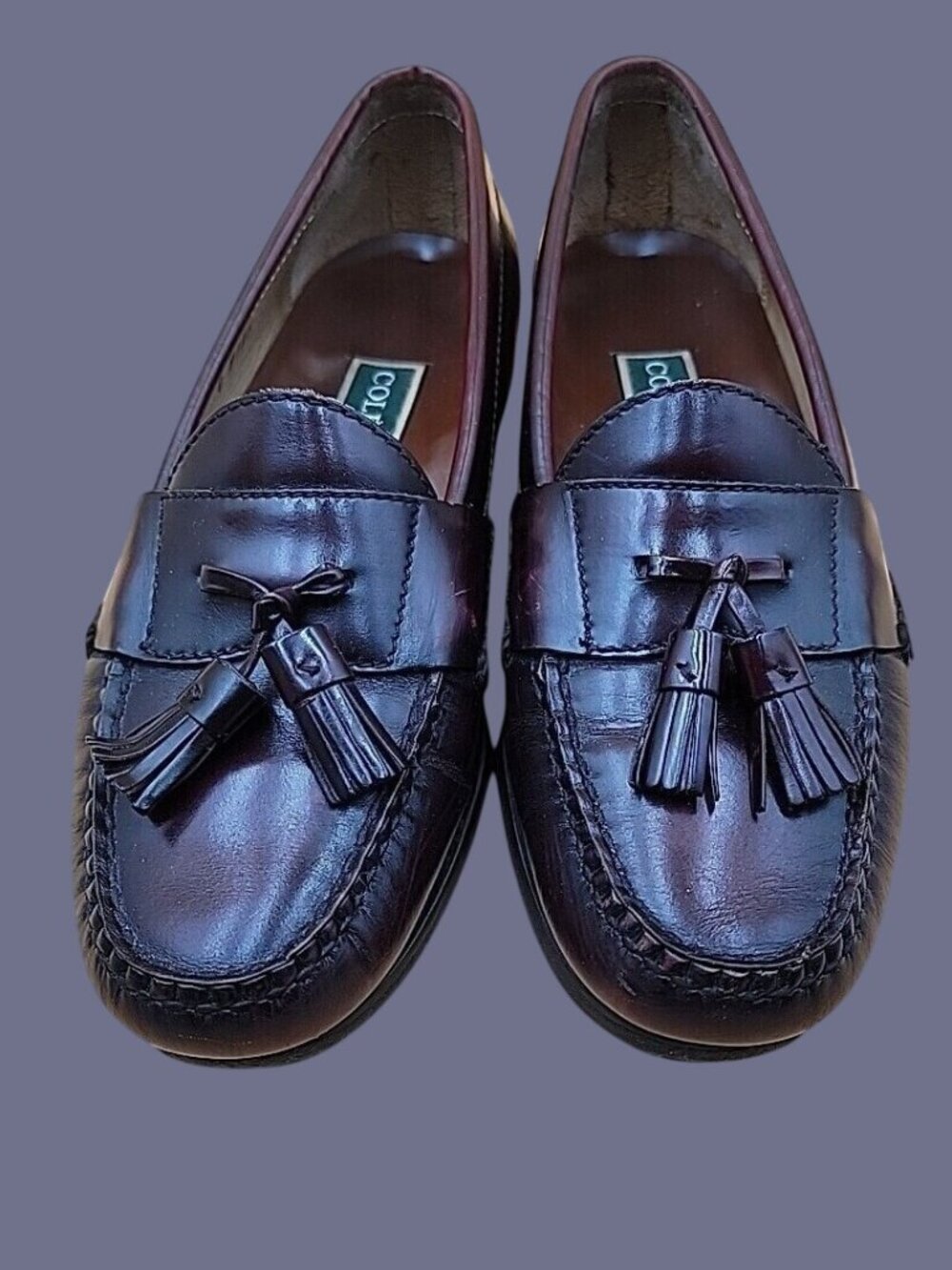 Cole-Haan Men’s Burgundy Tassel Polished Leather Loafers Dress Shoes Slip On SZ8 - Picture 1 of 12